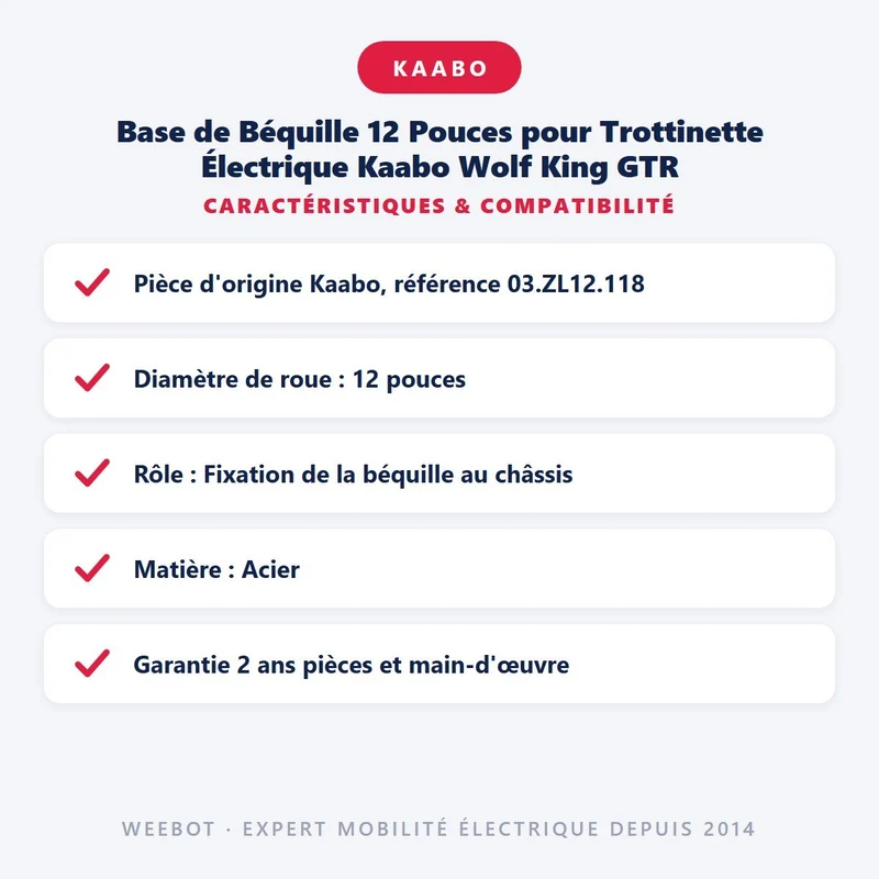 Base de Béquille 12 Pouces pour Trottinette Électrique Kaabo Wolf King GTR