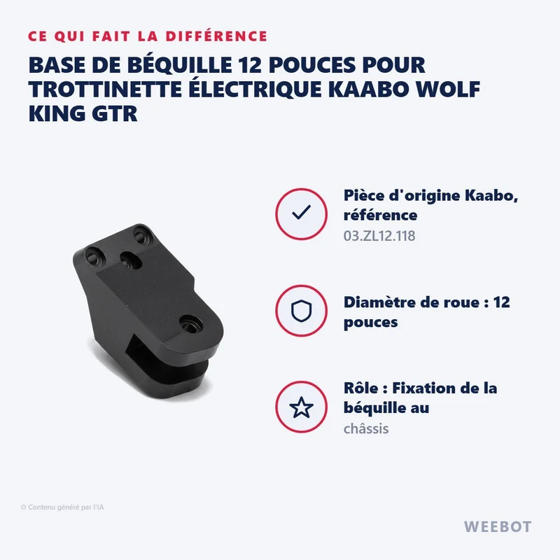 Base de Béquille 12 Pouces pour Trottinette Électrique Kaabo Wolf King GTR