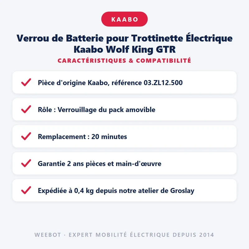 Verrou de Batterie pour Trottinette Électrique Kaabo Wolf King GTR