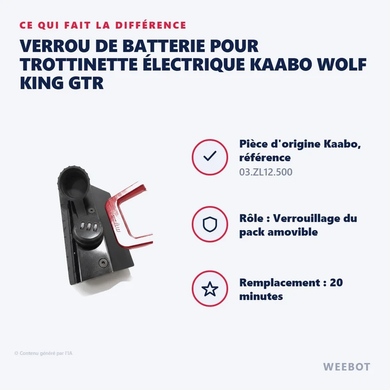 Verrou de Batterie pour Trottinette Électrique Kaabo Wolf King GTR