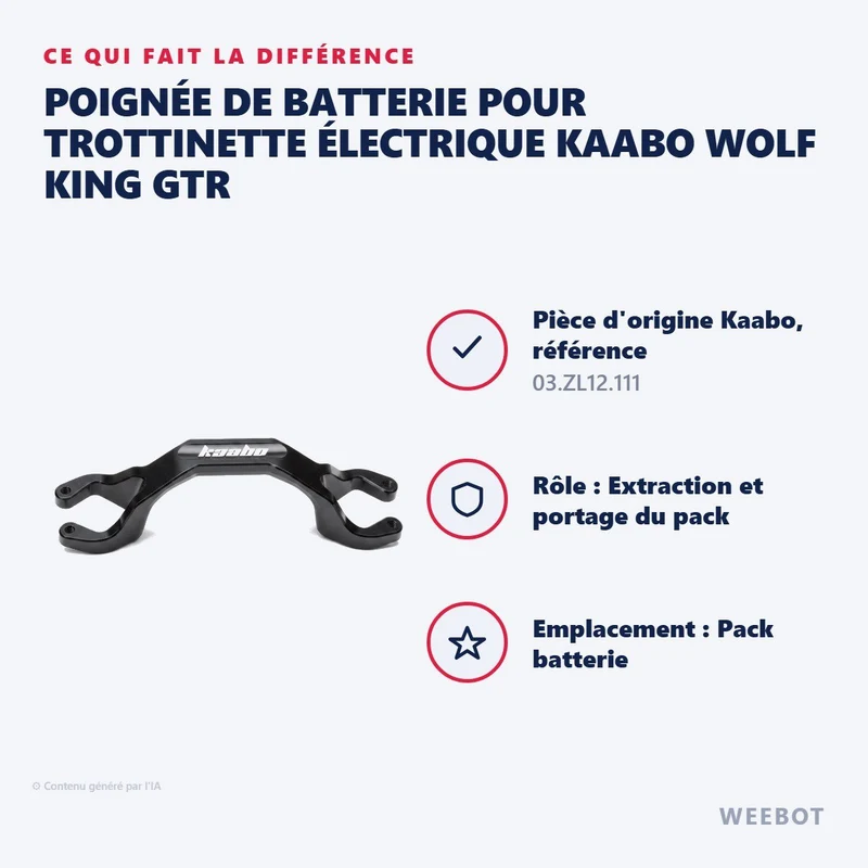 Poignée de Batterie pour Trottinette Électrique Kaabo Wolf King GTR