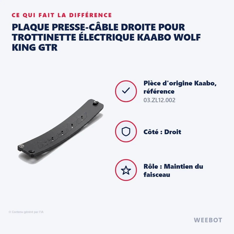 Plaque Presse-Câble Droite pour Trottinette Électrique Kaabo Wolf King GTR
