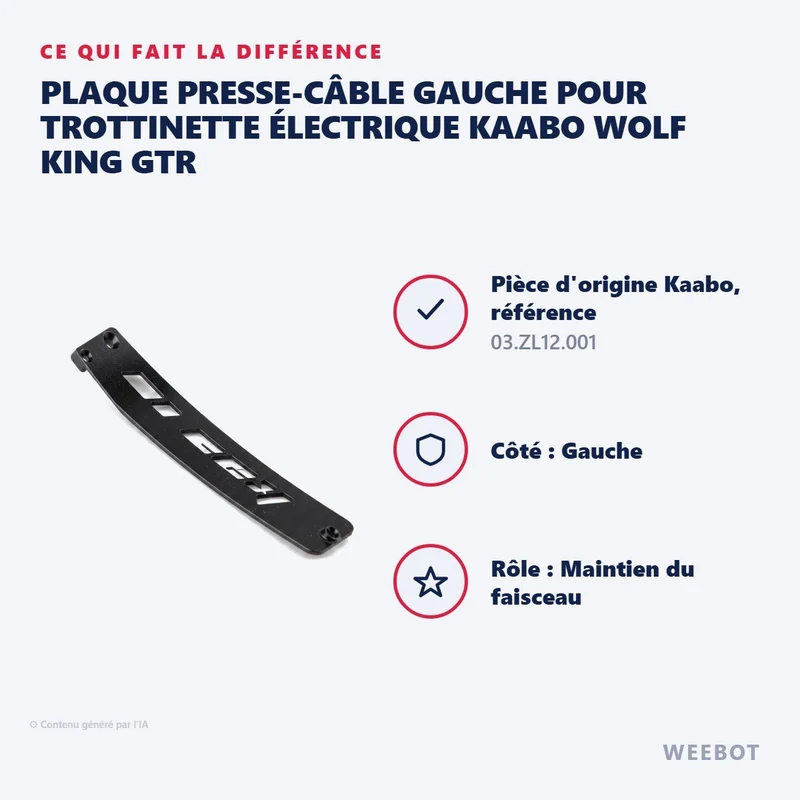 Plaque Presse-Câble Gauche pour Trottinette Électrique Kaabo Wolf King GTR
