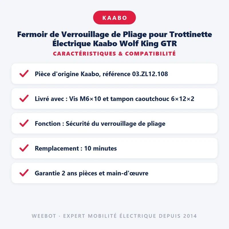 Fermoir de Verrouillage de Pliage pour Trottinette Électrique Kaabo Wolf King GTR