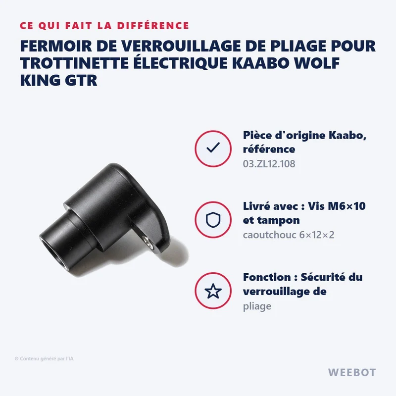 Fermoir de Verrouillage de Pliage pour Trottinette Électrique Kaabo Wolf King GTR