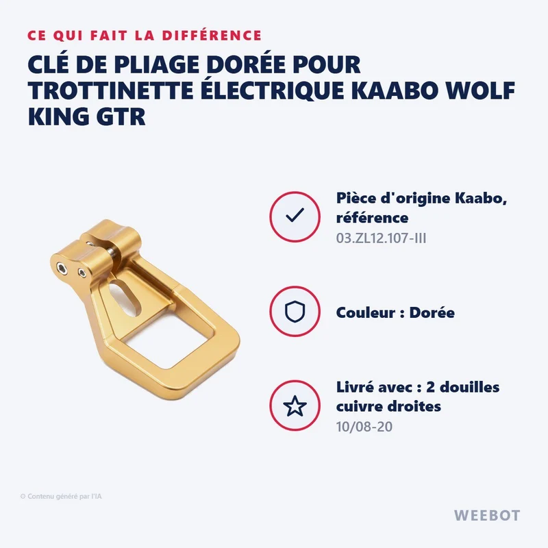 Clé de Pliage Dorée pour Trottinette Électrique Kaabo Wolf King GTR