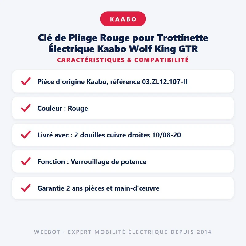 Clé de Pliage Rouge pour Trottinette Électrique Kaabo Wolf King GTR