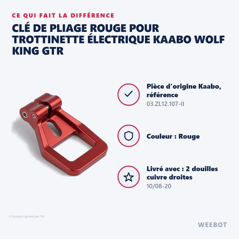 Clé de Pliage Rouge pour Trottinette Électrique Kaabo Wolf King GTR
