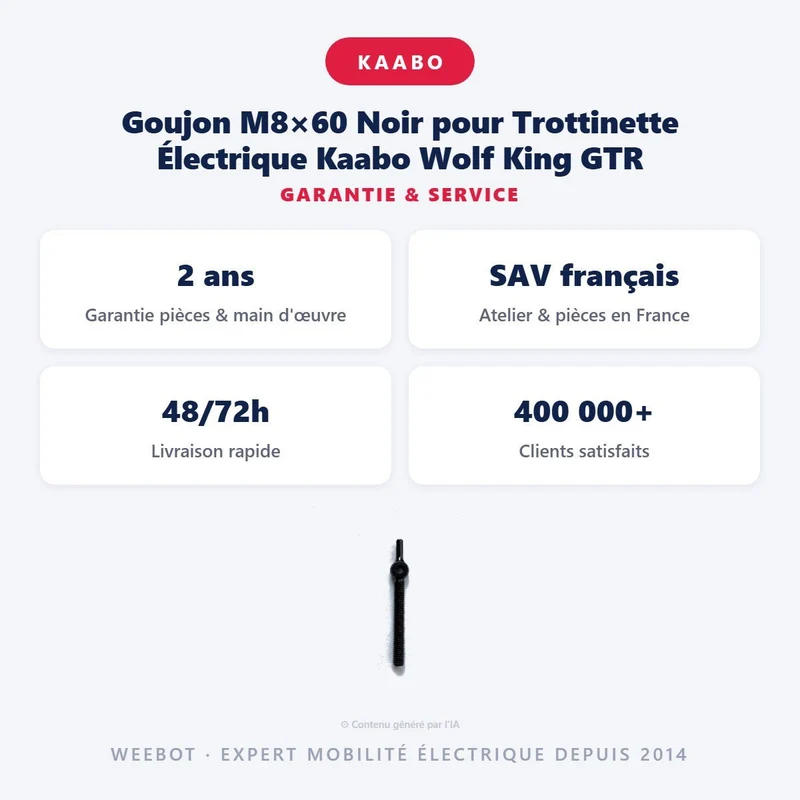 Goujon M8×60 Noir pour Trottinette Électrique Kaabo Wolf King GTR