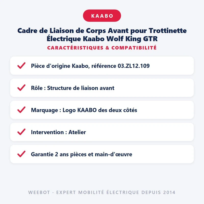 Cadre de Liaison de Corps Avant pour Trottinette Électrique Kaabo Wolf King GTR