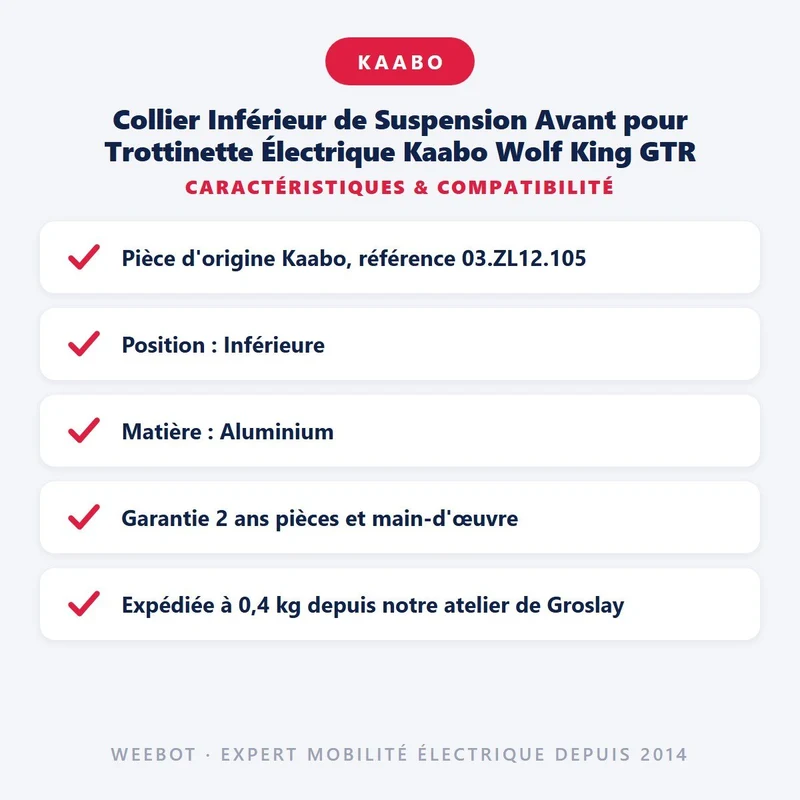 Collier Inférieur de Suspension Avant pour Trottinette Électrique Kaabo Wolf King GTR