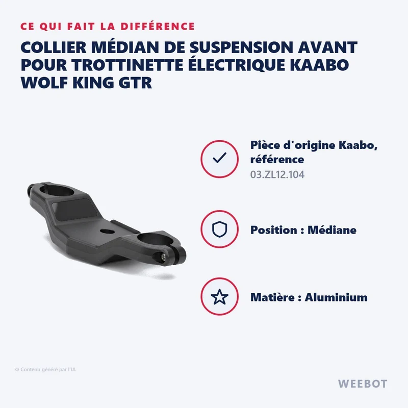 Collier Médian de Suspension Avant pour Trottinette Électrique Kaabo Wolf King GTR