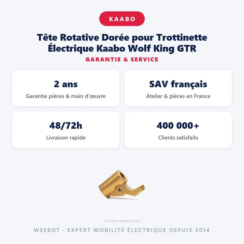 Tête Rotative Dorée pour Trottinette Électrique Kaabo Wolf King GTR