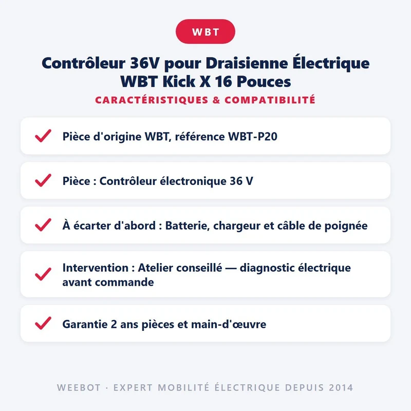 Contrôleur 36V pour Draisienne Électrique WBT Kick X 16 Pouces