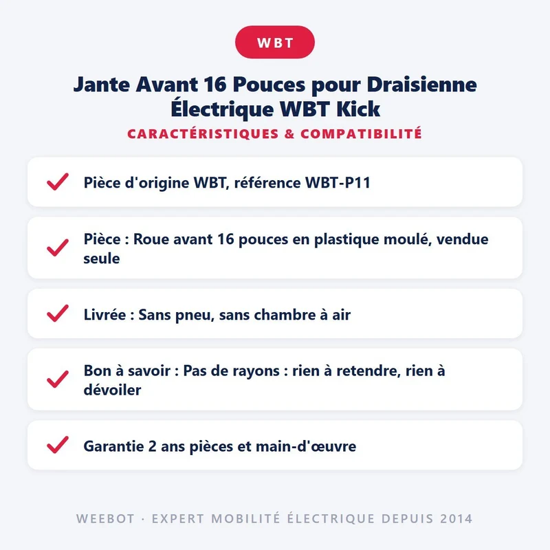 Jante Avant 16 Pouces pour Draisienne Électrique WBT Kick