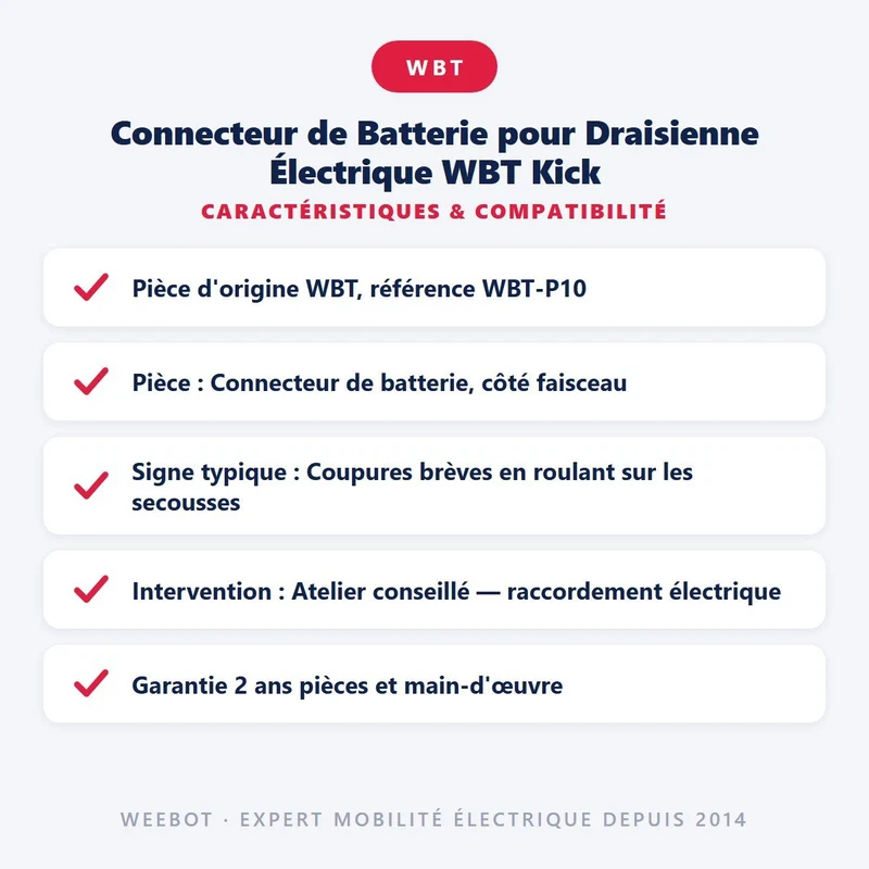 Connecteur de Batterie pour Draisienne Électrique WBT Kick