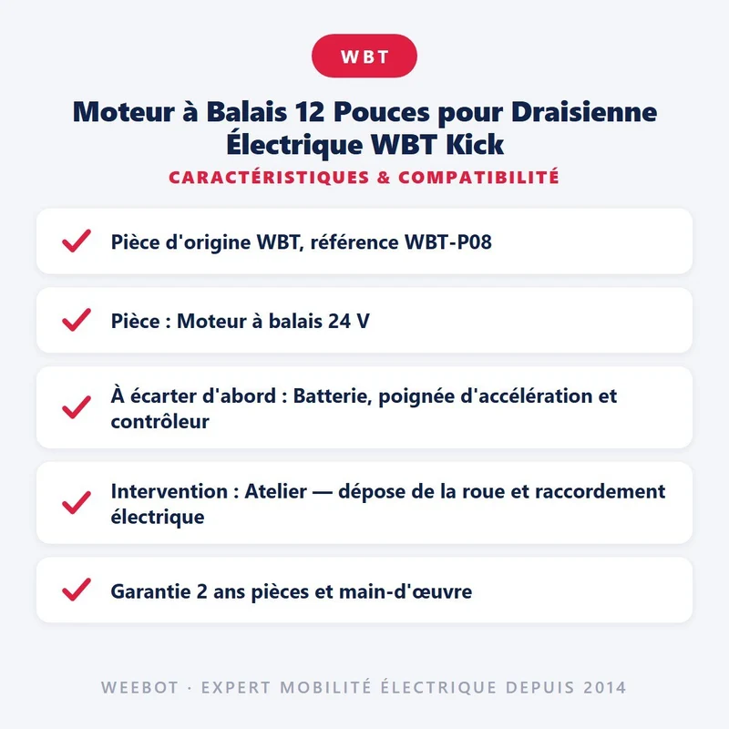 Moteur à Balais 12 Pouces pour Draisienne Électrique WBT Kick