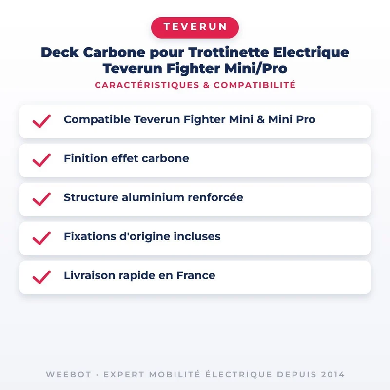 Deck Carbone pour Trottinette Electrique Teverun Fighter Mini/Pro