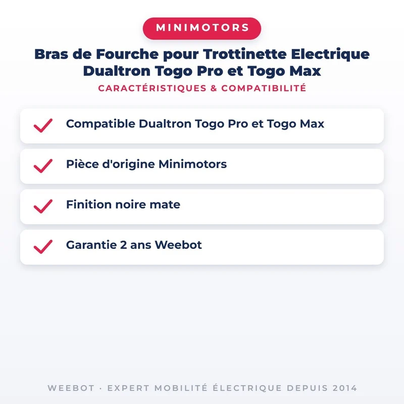 Bras de Fourche pour Trottinette Electrique Dualtron Togo Pro et Togo Max