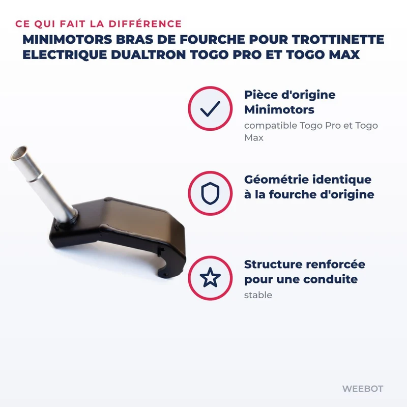 Bras de Fourche pour Trottinette Electrique Dualtron Togo Pro et Togo Max
