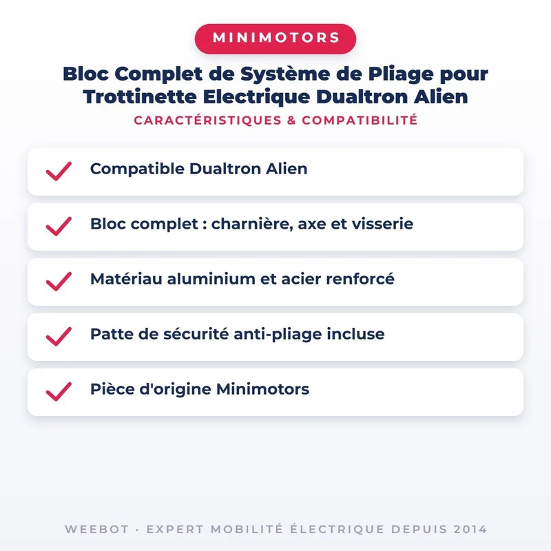Bloc Complet de Système de Pliage pour Trottinette Electrique Dualtron Alien