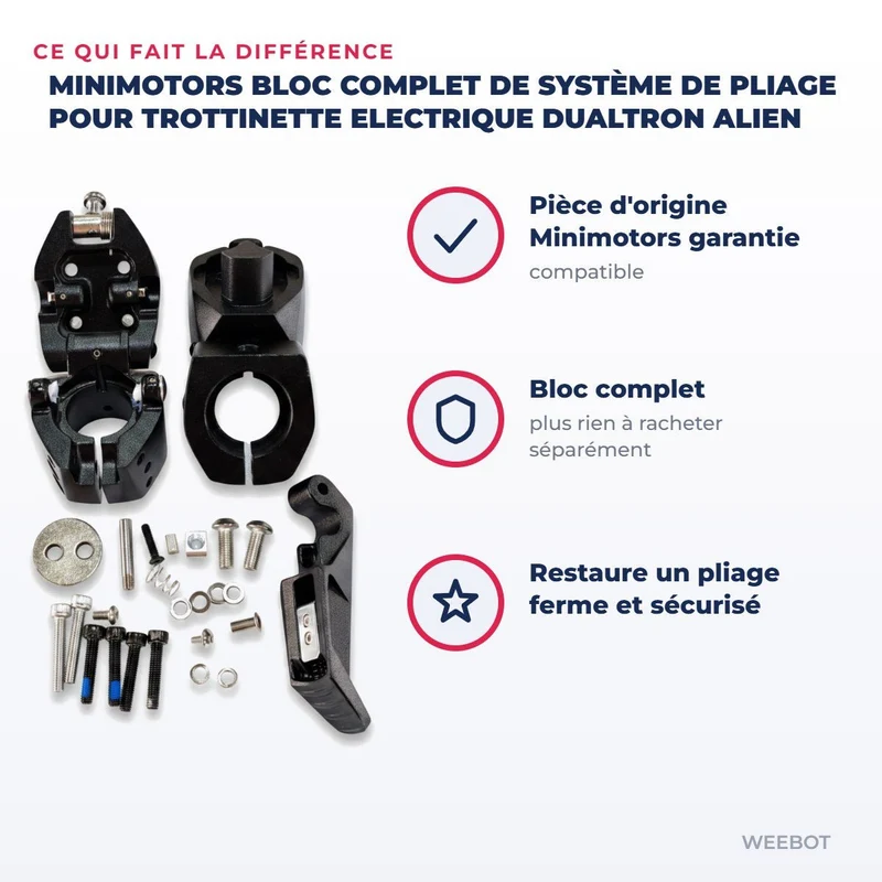 Bloc Complet de Système de Pliage pour Trottinette Electrique Dualtron Alien