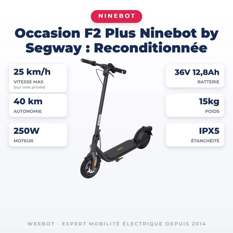 Trottinette Électrique Occasion F2 Plus Ninebot by Segway : Reconditionnée