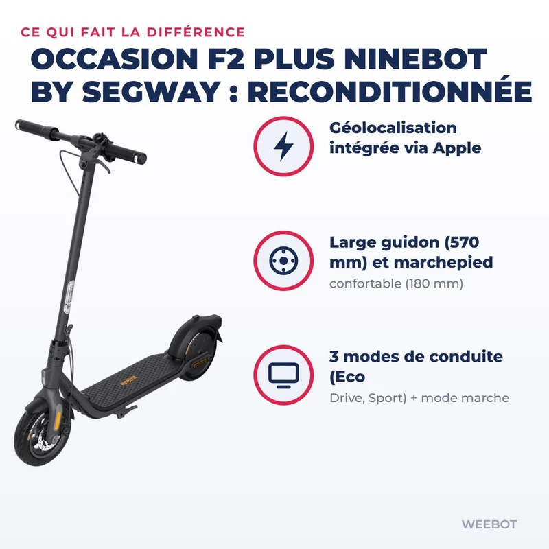 Trottinette Électrique Occasion F2 Plus Ninebot by Segway : Reconditionnée
