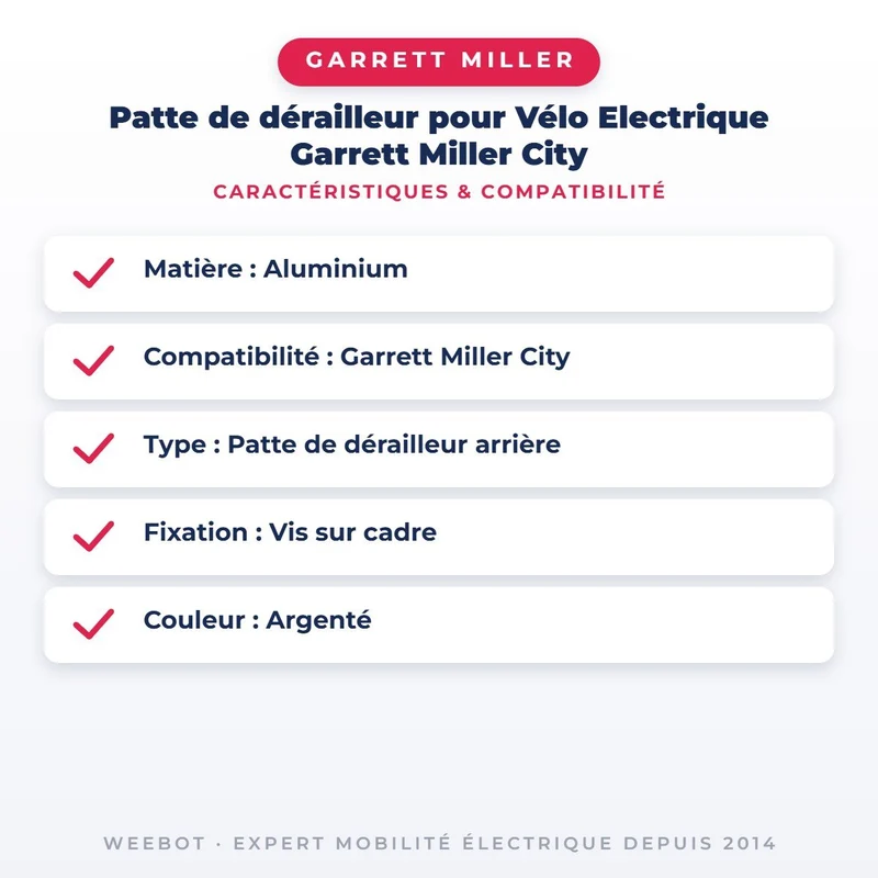 Patte de dérailleur pour Vélo Electrique Garrett Miller City
