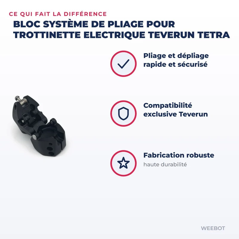 Bloc Système de Pliage pour Trottinette Electrique Teverun Tetra
