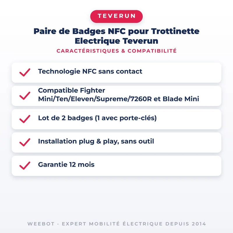 Paire de Badges NFC pour Trottinette Electrique Teverun