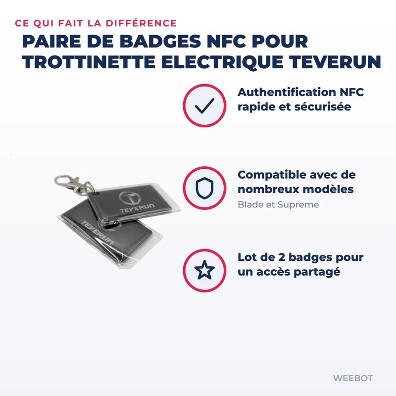Paire de Badges NFC pour Trottinette Electrique Teverun