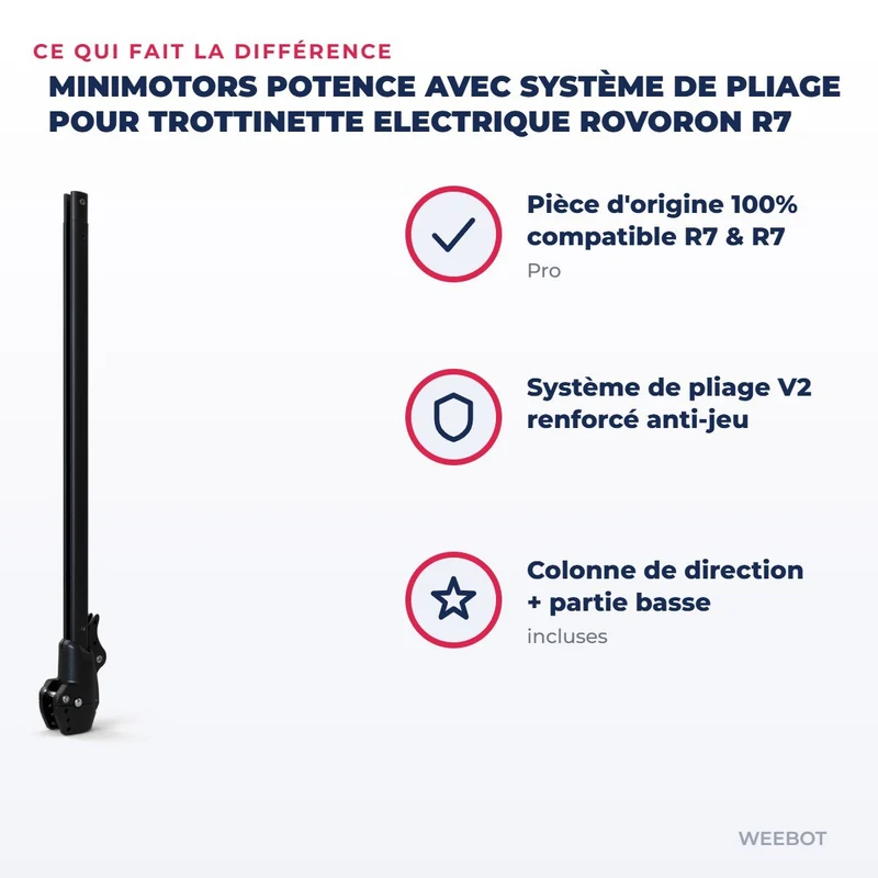 Potence avec Système de Pliage pour Trottinette Electrique Rovoron R7