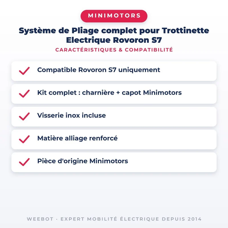 Système de Pliage complet pour Trottinette Electrique Rovoron S7