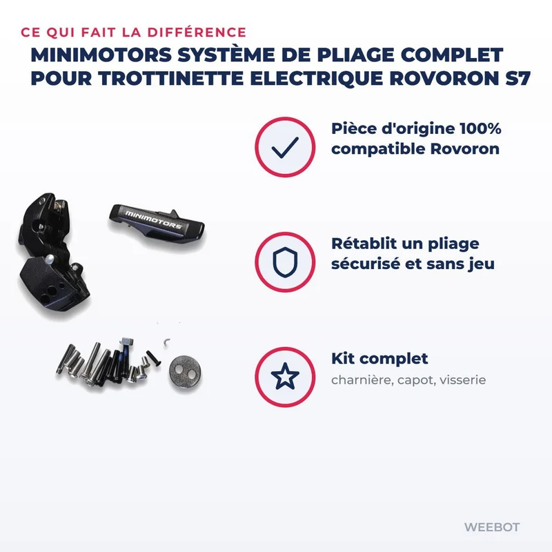 Système de Pliage complet pour Trottinette Electrique Rovoron S7