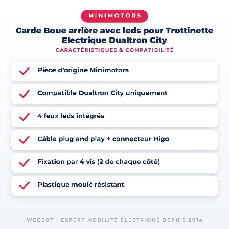 Garde Boue arrière avec leds pour Trottinette Electrique Dualtron City