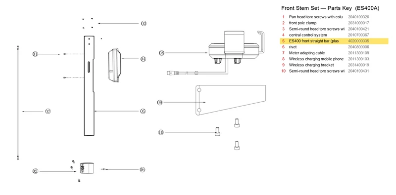 OKAI ES400 Front Straight Bar (Plastic Spray)