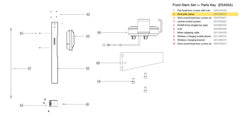 OKAI ES400 Front Pole Clamp
