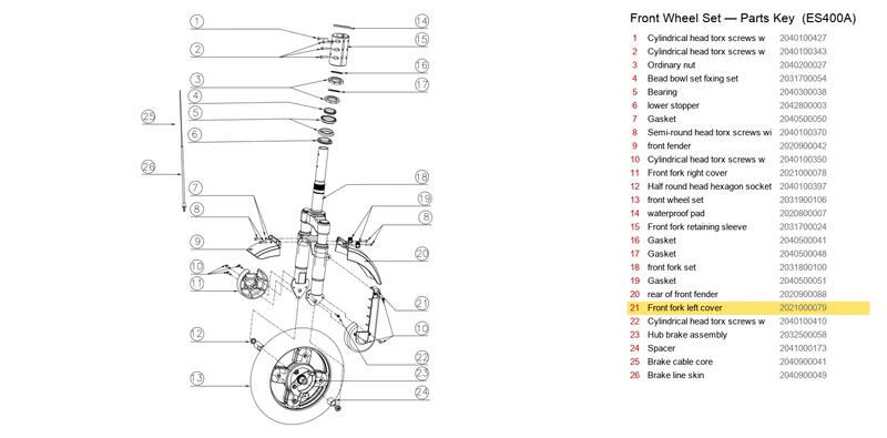 OKAI ES400 Front Fork Left Cover