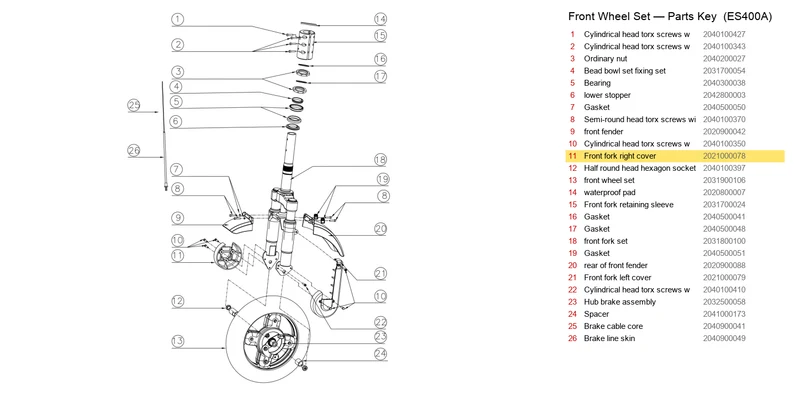 OKAI ES400 Front Fork Right Cover