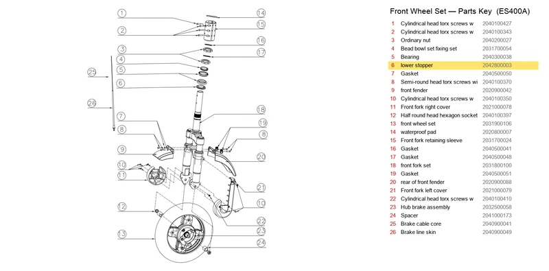 OKAI ES400 Lower Stopper