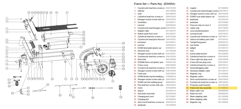 OKAI ES400 Frame Lock Box Assembly
