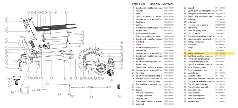 OKAI ES400 License Plate Bracket