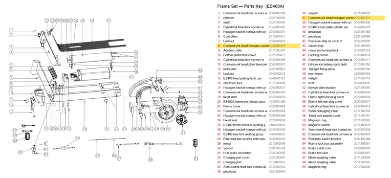 OKAI ES400 Countersunk Head Hexagon Socket Screws