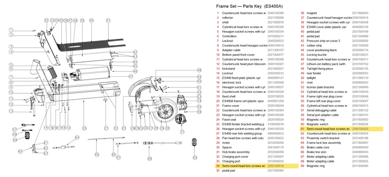 OKAI ES400 Semi-Round Head Torx Screws with Column