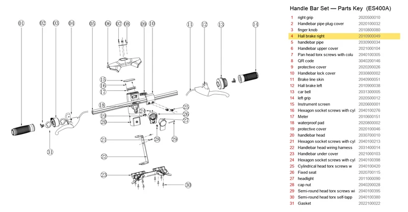 OKAI ES400 Hall Brake Right