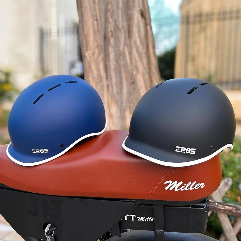 Casque Eroz Vintage Collection pour Trottinette Electrique et Vélo (Bleu/Noir)