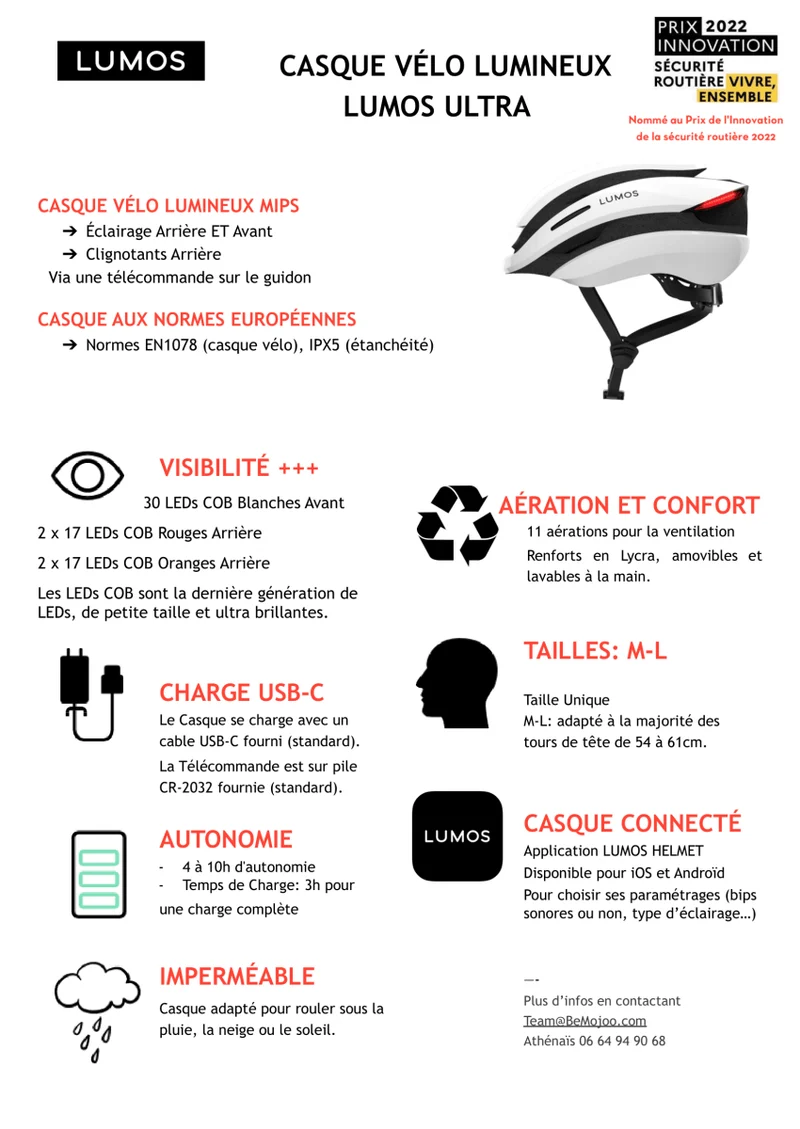 Casque clignotant Lumineux LUMOS Ultra pour trottinette électrique