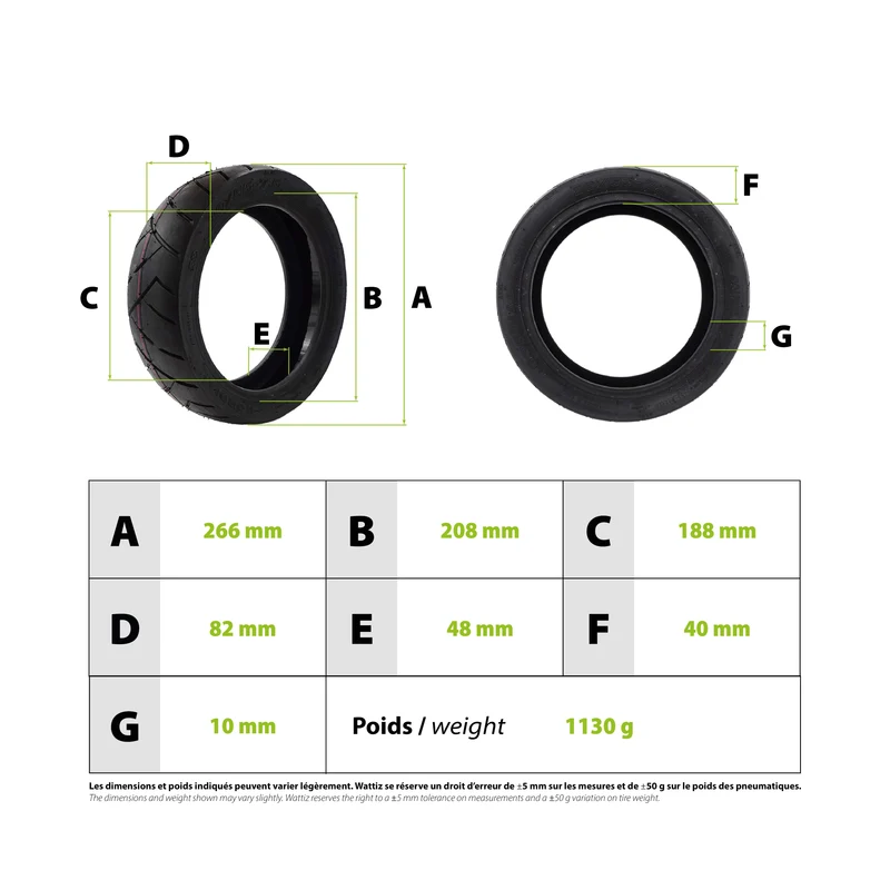 Pneu 80/55-7.5 tubeless gel anti crevaison