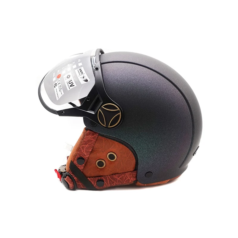 Casque JET vert mat caméléon